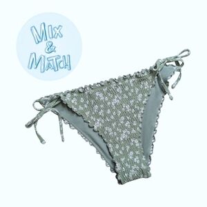 Hollister NWOT Cheeky Smocked Lettuce Trim Mid Rise Side Tie Bikini Bottoms